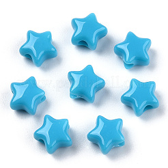 不透明なアクリルビーズ  スター  ディープスカイブルー  9x9.5x5.5mm  穴：2.5mm  約2050個/500g&nbsp;MACR-T047-01-17
