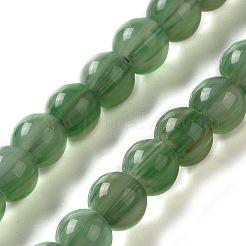 手作りのネパールランプワークビーズ  ラウンド  ミディアムシーグリーン  7~7.5x6~6.5mm  穴：1.2mm  約102~104個/連  25.59~26.38''（65~67センチメートル）&nbsp;LAMP-B023-01G