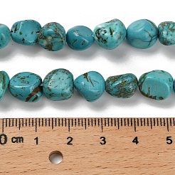 天然石ターコイズビーズ連売り  染め＆加熱  ナゲット  タンブルストーン  7~13x4.5~10x4.5~10mm  穴：1.2mm  約44~46個/連  15.08~16.14インチ（38.3~41cm）&nbsp;G-P497-01E-91