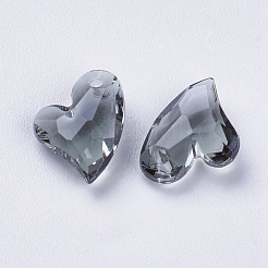 クリアアクリルチャーム  多面カット  ハート  グレー  11x9x4mm  穴：0.5mm&nbsp;MACR-G055-11mm-27X
