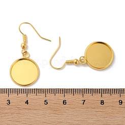 ラックメッキアイアンピアスフック  空白の丸いトレイ付き  フラットラウンド  ゴールドカラー  37mm  ピン：0.7mm&nbsp;EJEW-D091-01C-G
