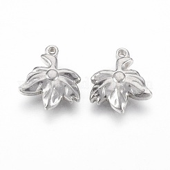 変色しにくい201ステンレススチールペンダント  葉  ステンレス鋼色  16x14x4mm  穴：1.4mm&nbsp;LS-STAS-O118-20P