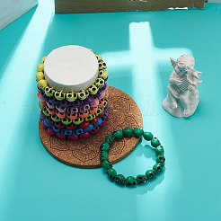 子供のための 9 個 9 色プラスチック スカル ビーズ ストレッチ ブレスレット セット  ミックスカラー  内径：1-3/4インチ（4.6cm）  1pc /カラー&nbsp;BJEW-JB08901
