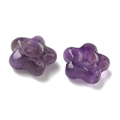 天然アメジストヨーロピアンビーズ  花大きな穴ビーズ  14~15x14~15x5.5~6mm  穴：5mm&nbsp;G-C252-02G