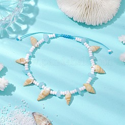 Natural Spiral Shell Braided Anklets&nbsp;AJEW-AN00590