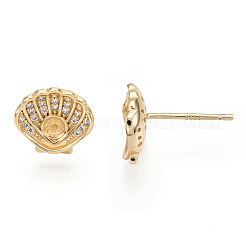 925 Sterling Silver Micro Pave Cubic Zirconia Stud Earring Findings&nbsp;STER-T004-40G