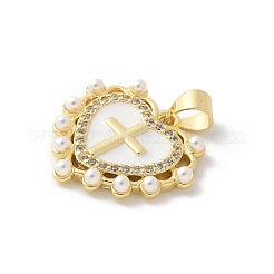 Brass Micro Pave Clear Cubic Zirconia Pendants&nbsp;KK-P294-16G