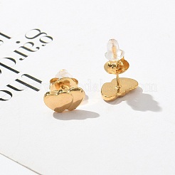 女性用304ステンレススチールスタッドピアス  ゴールドカラー  ハート  6x10mm&nbsp;LS-STAS-Z117-16G-01