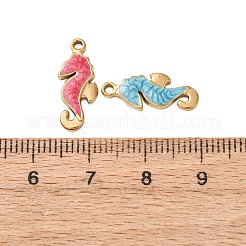 304ステンレススチールエナメルペンダント  ゴールドカラー  タツノオトシゴチャーム  18x7x2mm  穴：1.3mm&nbsp;STAS-H261-01B-G