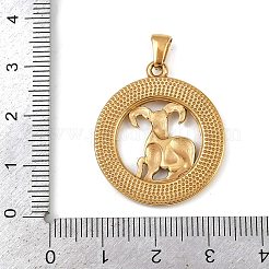 304ステンレスペンダント  イオンプレーティング（ip）  星座とフラットラウンド  ゴールドカラー  牡羊座  29x25.5x3.5mm  穴：4.5x3mm&nbsp;STAS-C131-03G-11