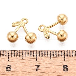 304ステンレススチールチャーム  チェリーチャーム  イオンプレーティング（ip）  18KGP本金メッキ  11x11x4.5mm  穴：1mm&nbsp;STAS-N108-48G