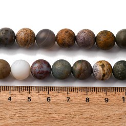 天然オーシャンアゲート/オーシャンジャスパービーズ連売り  艶消し  ラウンド  10mm  穴：1mm  約38個/連  14.9インチ（38cm）&nbsp;G-G772-06-B