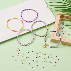 DIYレター＆シードビーズジュエリーセット作成キット  ガラスシードビーズ入り  合金ペンダント＆クラスプ  アイアンチャーム＆ボールチープ＆丸カン  アクリルハートビーズ  伸縮性のある糸  ミックスカラー  ペンダント：10ピース/セット&nbsp;DIY-YW0005-44-A