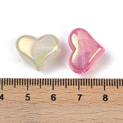 クリアアクリルヨーロピアンビーズ  大穴ビーズ  金粉付き  ハート  ミックスカラー  14.5x17.5x10mm  穴：4mm&nbsp;MACR-L007-15