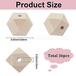 36個入りウッドビーズ  八角形  ナバホホワイト  16mm  穴：3mm  36個/セット&nbsp;WOOD-SP0001-51B