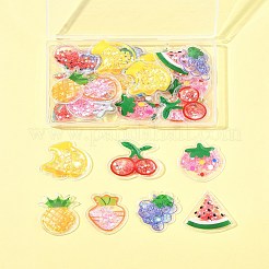 28個 7スタイル 透明 PVC プラスチック カボション  スパンコール付き  ミックスカラー  混合図形  33.6~35x28~34mm  4個/スタイル&nbsp;PVC-FS0001-04