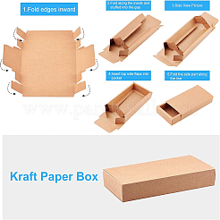 クラフト紙の折りたたみボックス  引き出しボックス  長方形  ブラック  16.3x24cm  完成品：22x10x4cm&nbsp;LS-CON-WH0010-01I-D