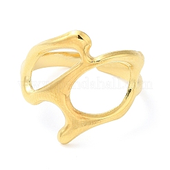 304ステンレススチールツイスト中空オープンカフリング女性用  14KGP本金メッキ  内径：17mm&nbsp;RJEW-I098-32G