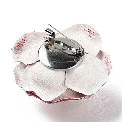 Flower Glitter Imitation Leather with Plastic Pearl Brooch Pin&nbsp;LS-JEWB-K013-02P-01