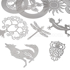 9Pcs 9 Styles 201 Stainless Steel Links Connector Charms&nbsp;STAS-TA0005-41