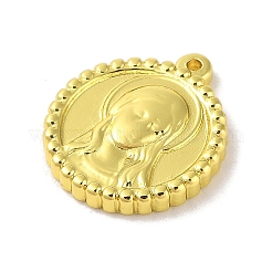 304ステンレスペンダント  人間味のあるフラットラウンド  18KGP本金メッキ  20.5x18x3mm  穴：1.2mm&nbsp;STAS-A097-08G