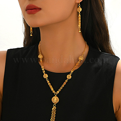 Vintage Alloy Hollow Round Tassel Earrings & Necklaces for Women&nbsp;KT6251