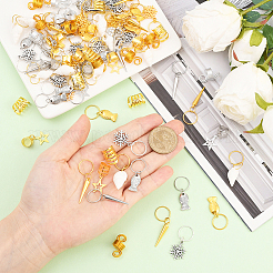 120Pcs 12 Styles Alloy & Iron Dreadlocks Hair Rings Decoration&nbsp;OHAR-SC0001-18A