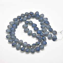 つや消し電気メッキガラスシェルビーズ連売り  虹メッキ  ライトスチールブルー  12x14.5x10mm  穴：1mm  約32個/連  16インチ&nbsp;EGLA-M002-B01