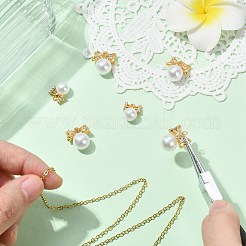 真鍮プラスチックパールペンダント6個、3スタイル  丸い結び目  樹脂ラインストーン付き  ゴールドカラー  12.5~17x10~14.5x7.5~9.5mm  穴：1.4~1.5mm  2個/スタイル&nbsp;KK-CJ0005-53