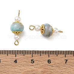 Natural Larimar & Shell Pearl Connector Charms&nbsp;PALLOY-JF06033