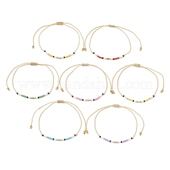 7Pcs 7 Colors Bohemian Adjustable Cylinder Glass Seed Beads Braided Bead Bracelets Set for Women&nbsp;BJEW-MZ00289