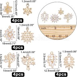 16pcs 4 Style Rack Plating Brass Micro Pave Clear Cubic Zirconia Charms&nbsp;ZIRC-NB0001-85