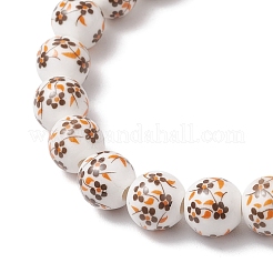 Handmade Flower Printed Porcelain Ceramic Beaded Stretch Bracelets&nbsp;BJEW-JB11910-02