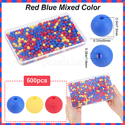 ゴム風模造シリコンアクリルビーズ500個  ラウンド  レッド  8x7.5mm  穴：1.6mm&nbsp;OACR-SP0001-33E