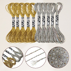 10 Skeins 2 Colors 12-Ply Metallic Polyester Embroidery Floss&nbsp;OCOR-CY0002-06