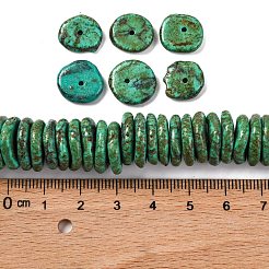 段階的に並んだ合成ターコイズビーズ連売り  染め  ナゲット  濃い緑  7~20x7~15x3~5mm  穴：1.2mm  約118~119個/連  15.75~15.87''（40~40.3センチメートル）&nbsp;G-A237-01F