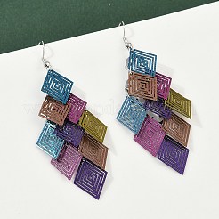 430 Stainless Steel Rhombus Dangle Earrings&nbsp;EJEW-A137-01P-03