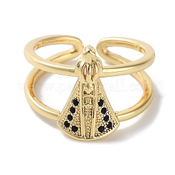 Brass Micro Pave Cubic Zirconia Open Cuff Rings for Women&nbsp;RJEW-E292-13G