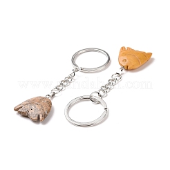 Fish Natural Gemstone Keychain&nbsp;KEYC-G055-02P