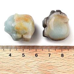 天然のフラワーアマゾナイト彫刻の置物  ホームオフィスのデスクトップ装飾用  豚  17~19x23~24.5x19.5~21mm&nbsp;DJEW-L023-C05
