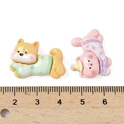 不透明樹脂デコデンカボション  猫の形と犬  ミックスカラー  17~19x24~26x7~8.5mm&nbsp;KY-G031-02