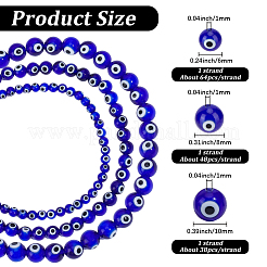 3 Strands 3 Styles Round Handmade Evil Eye Lampwork Beads Strands&nbsp;LAMP-PA0001-48