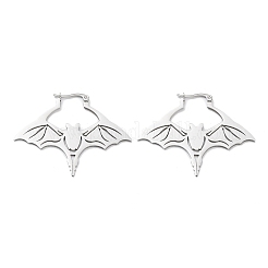 Non-Tarnish 304 Stainless Steel Bat Hoop Earrings for Women&nbsp;EJEW-R156-07P