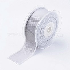 ポリエステルの擦り切れたグログランリボン  フリンジタッセル付き  銀  5/8インチ（16mm）  約50ヤード/ロール（45.72メートル/ロール）&nbsp;ORIB-E001-16mm-012A