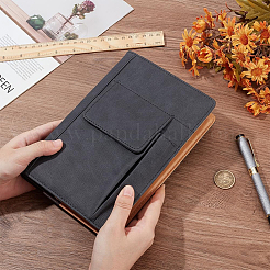 PUレザーブックカバー  ノートブックラップ  長方形  ブラック  217x155x19mm&nbsp;AJEW-WH20010-24A