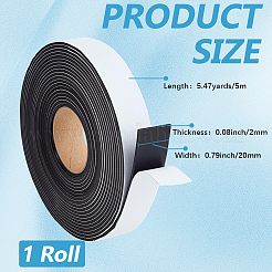 ベッドフレームの衝撃吸収用EVA防振防音ストリップ1ロール  ブラック  20mm  5 m /ロール&nbsp;DIY-CY0002-95