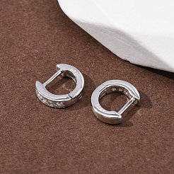スターリングシルバーマイクロパヴェクリアキュービックジルコニアフープピアス925個  プラチナ  9x2mm&nbsp;EJEW-K317-08P