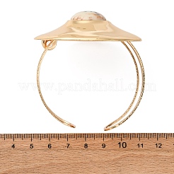 女性用合金＆鉄カフバングル  フラットラウンド  樹脂と  ライトゴールド  内径：2-1/8インチ（5.3cm）&nbsp;BJEW-F501-02KCG