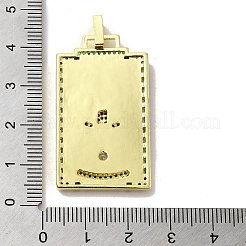 エナメルを使用した真鍮マイクロパヴェキュービックジルコニアペンダント  タロット  ショッキングピンク  39x22.5x3mm  穴：5x3mm&nbsp;KK-H458-03G-01