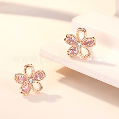 桜の花 スターリングシルバー キュービックジルコニア スタッドピアス 925個  ライトゴールド  10.3x10.3mm&nbsp;FS-WGCE9CB-02